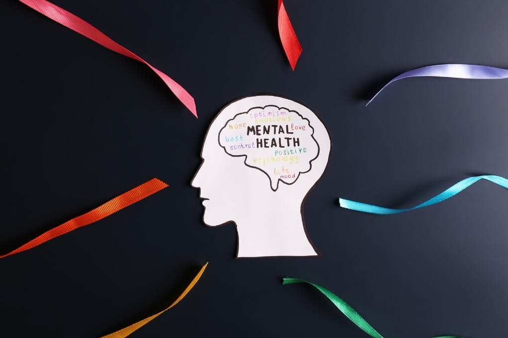 Illustration representing the connection between mental health and migraines