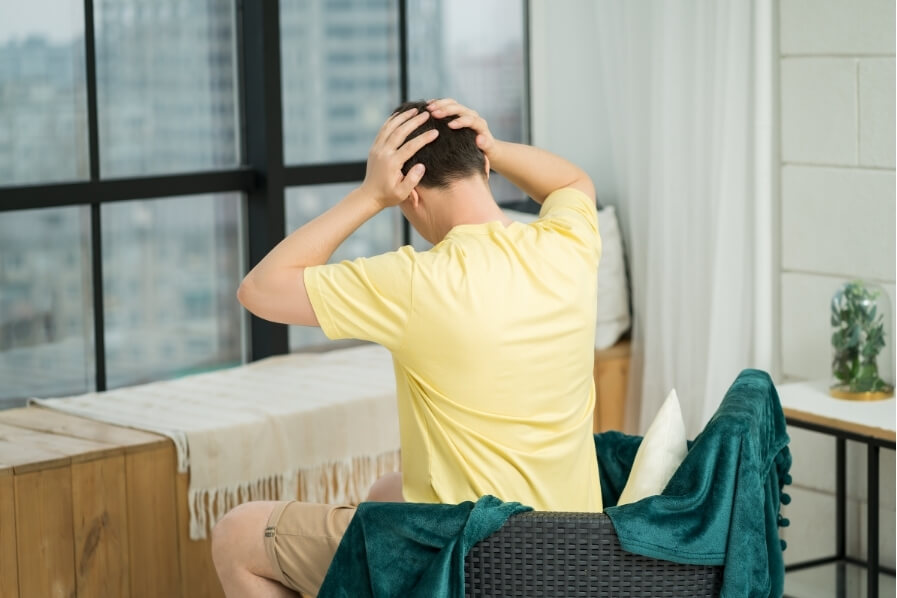 Weather Headaches Migraine Affect Man Chair Window
